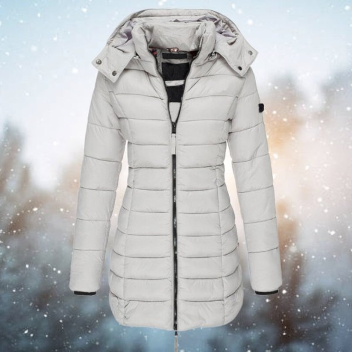 Hooded Zip Front Quilted Longline Puffer Jacket 7