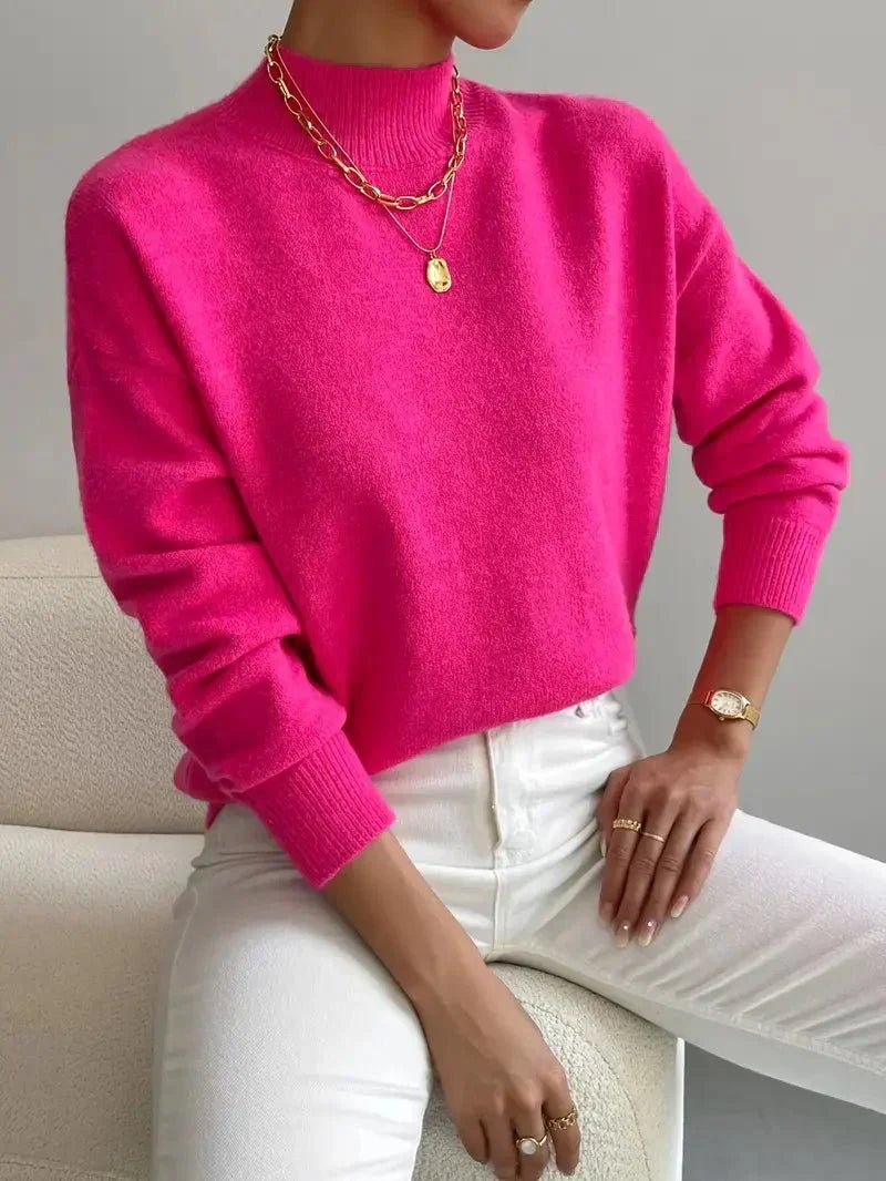 Mock Neck Long Sleeve Relaxed Knit Sweater 7