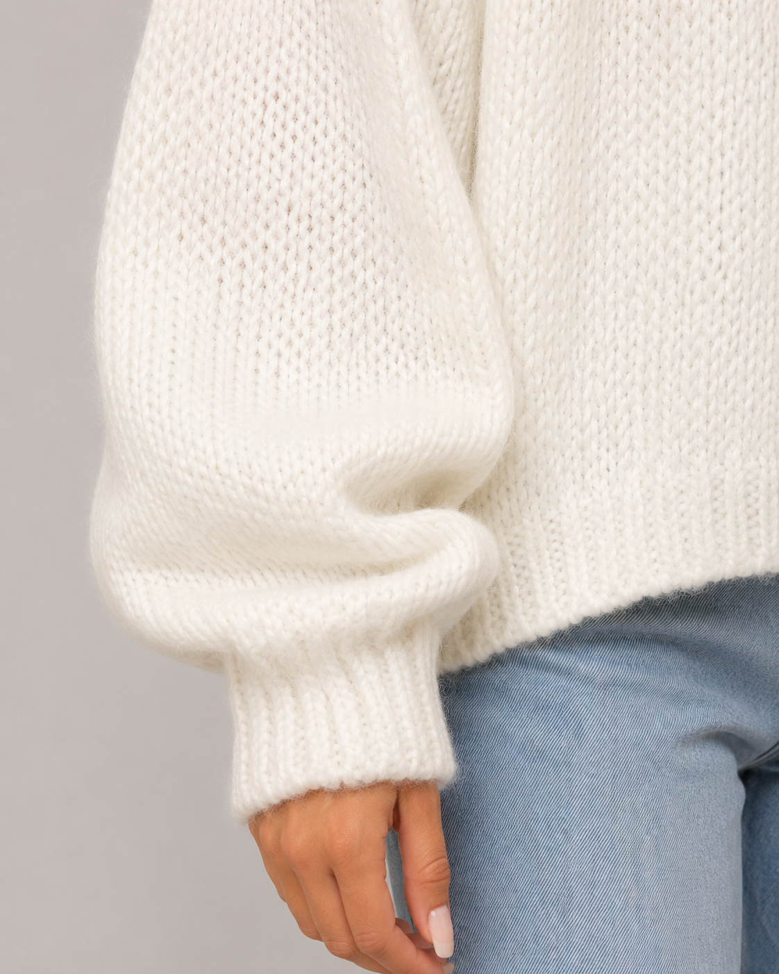 Crew Neck Balloon Sleeve Oversized Chunky Knit Sweater 5