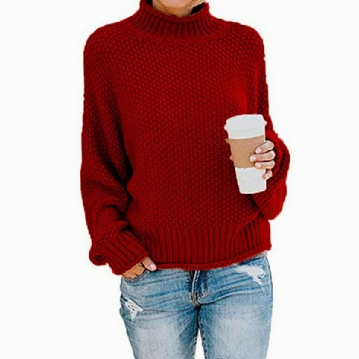 Turtleneck Long Sleeve Oversized Chunky Knit Sweater 10