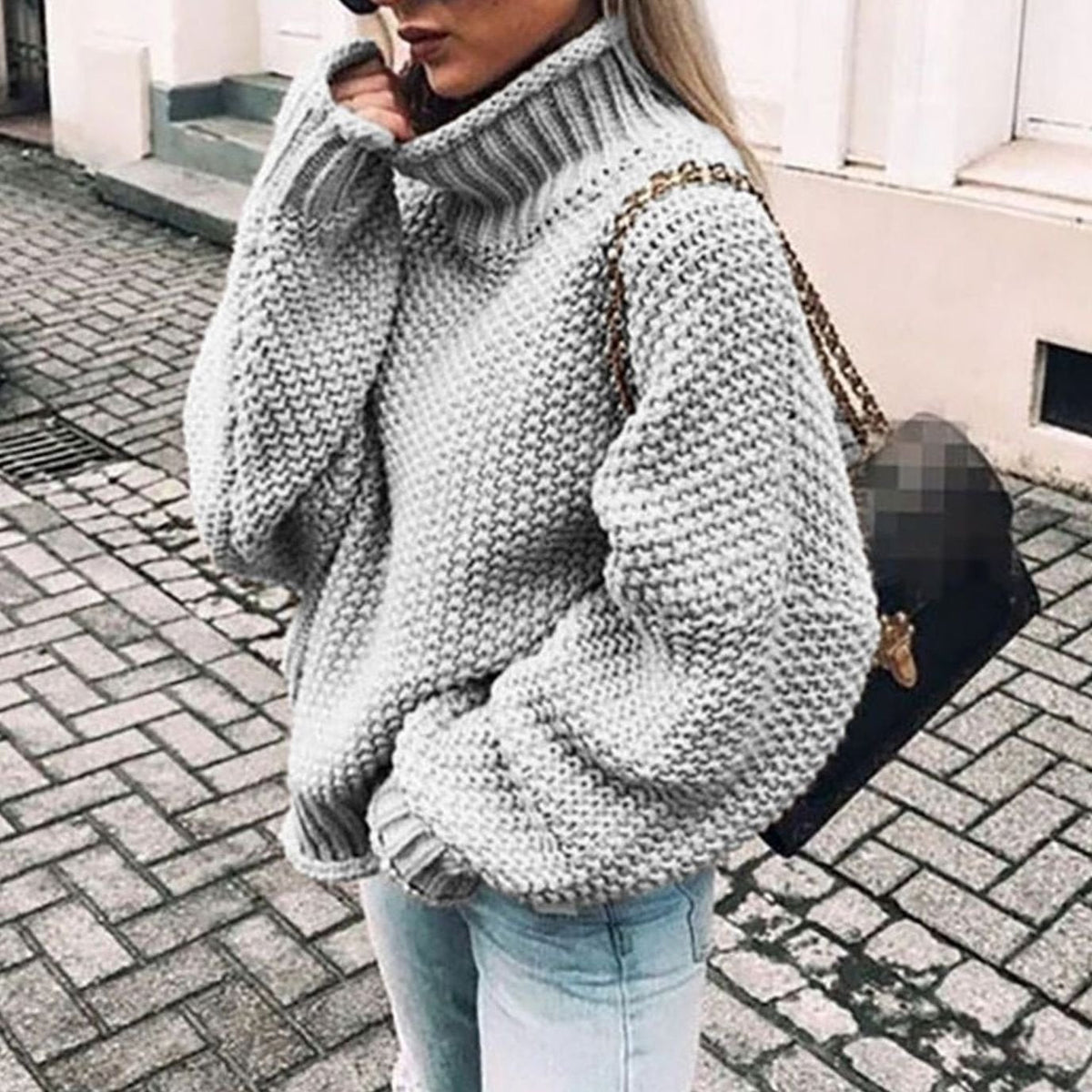 Turtleneck Long Sleeve Oversized Chunky Knit Sweater 4