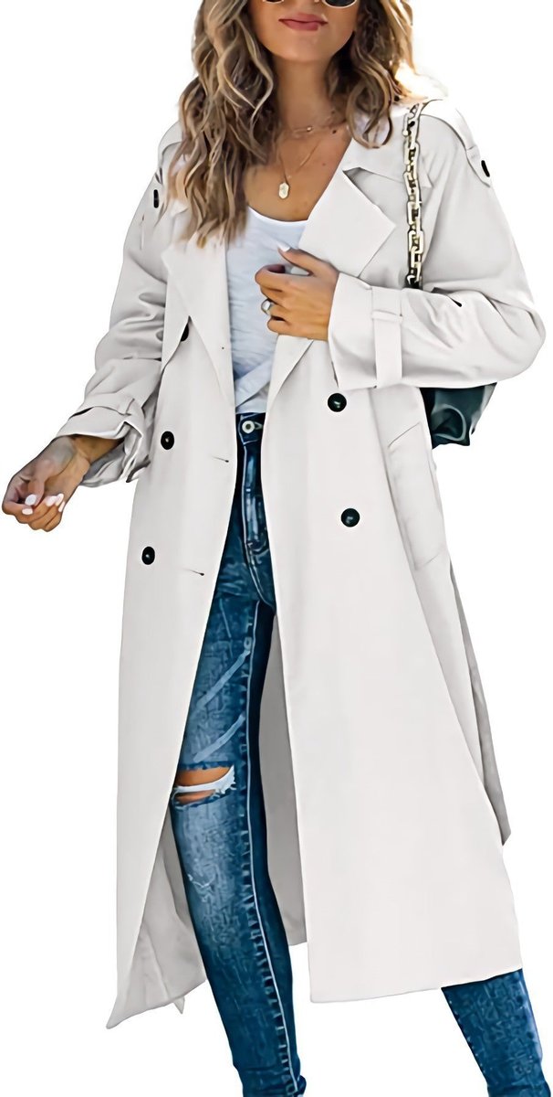 Double Breasted Belted Longline Trench Coat 5