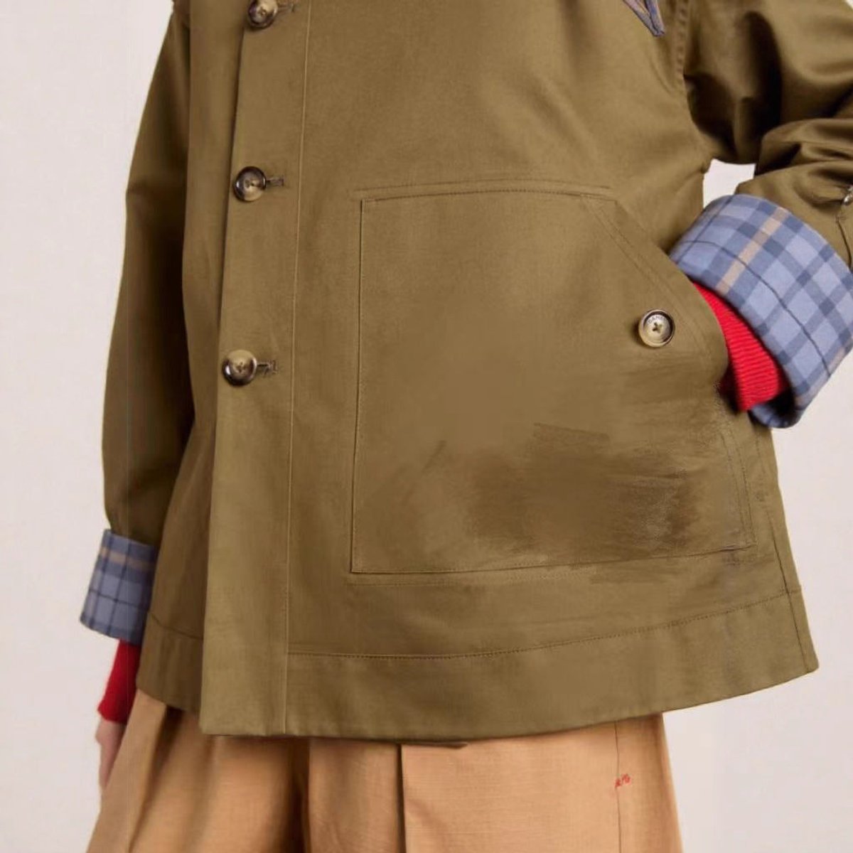Plaid Lined Button Front Oversized Utility Jacket 3