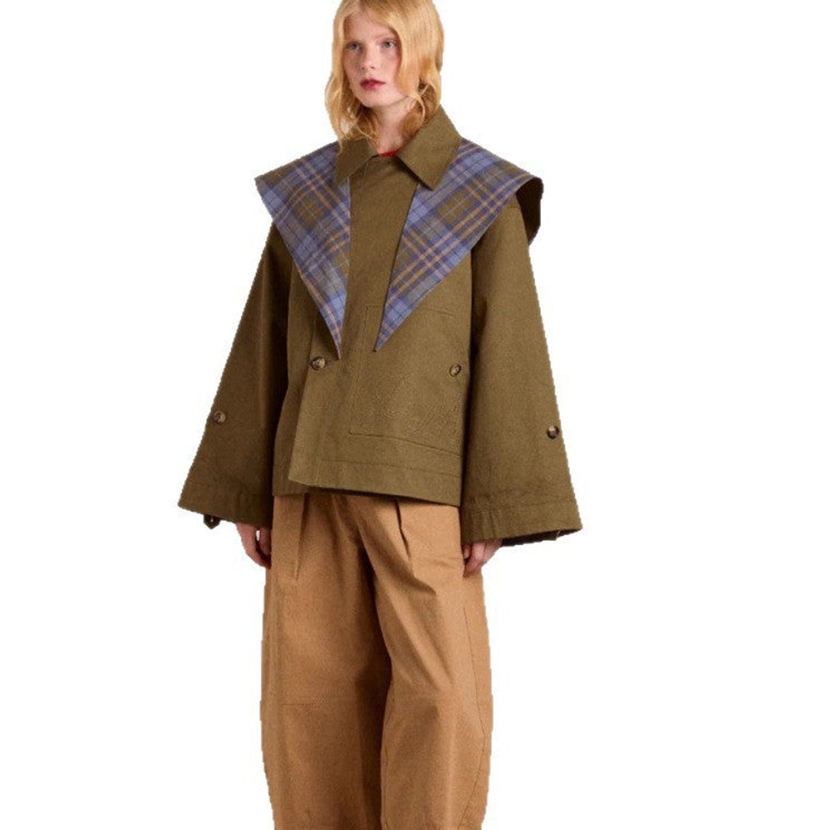 Plaid Lined Button Front Oversized Utility Jacket 5