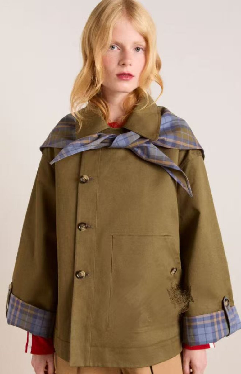 Plaid Lined Button Front Oversized Utility Jacket 6