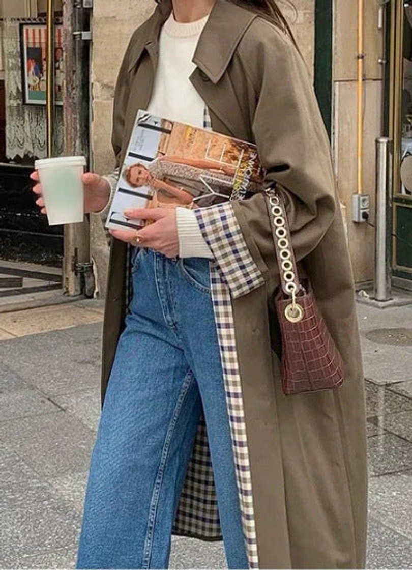 Plaid Lined Lapel Longline Oversized Trench Coat 6
