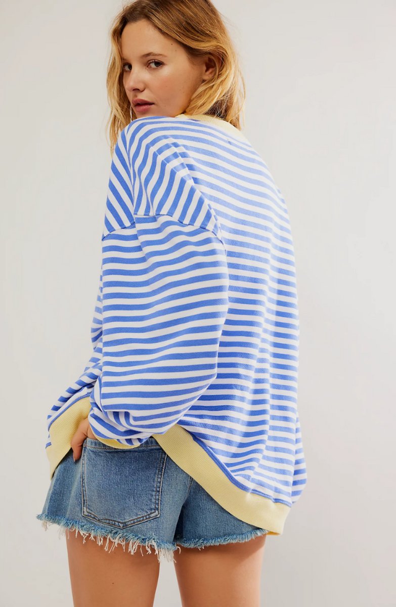 Striped Boat Neck Long Sleeve Oversized Pullover Sweater 11