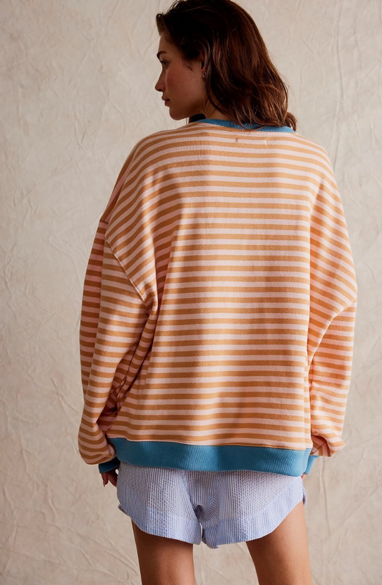 Striped Boat Neck Long Sleeve Oversized Pullover Sweater 12