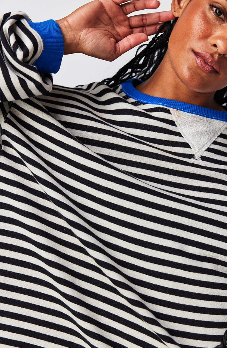 Striped Boat Neck Long Sleeve Oversized Pullover Sweater 7