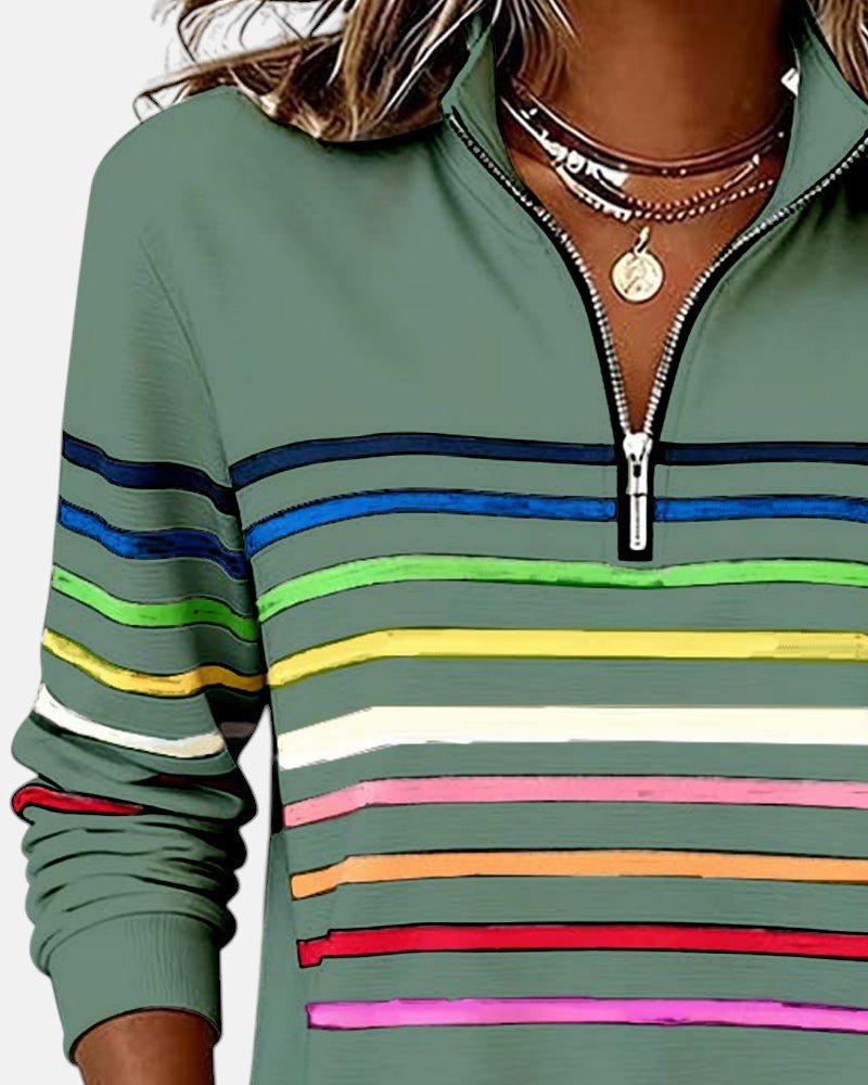 Quarter Zip Rainbow Striped Sweatshirt 16