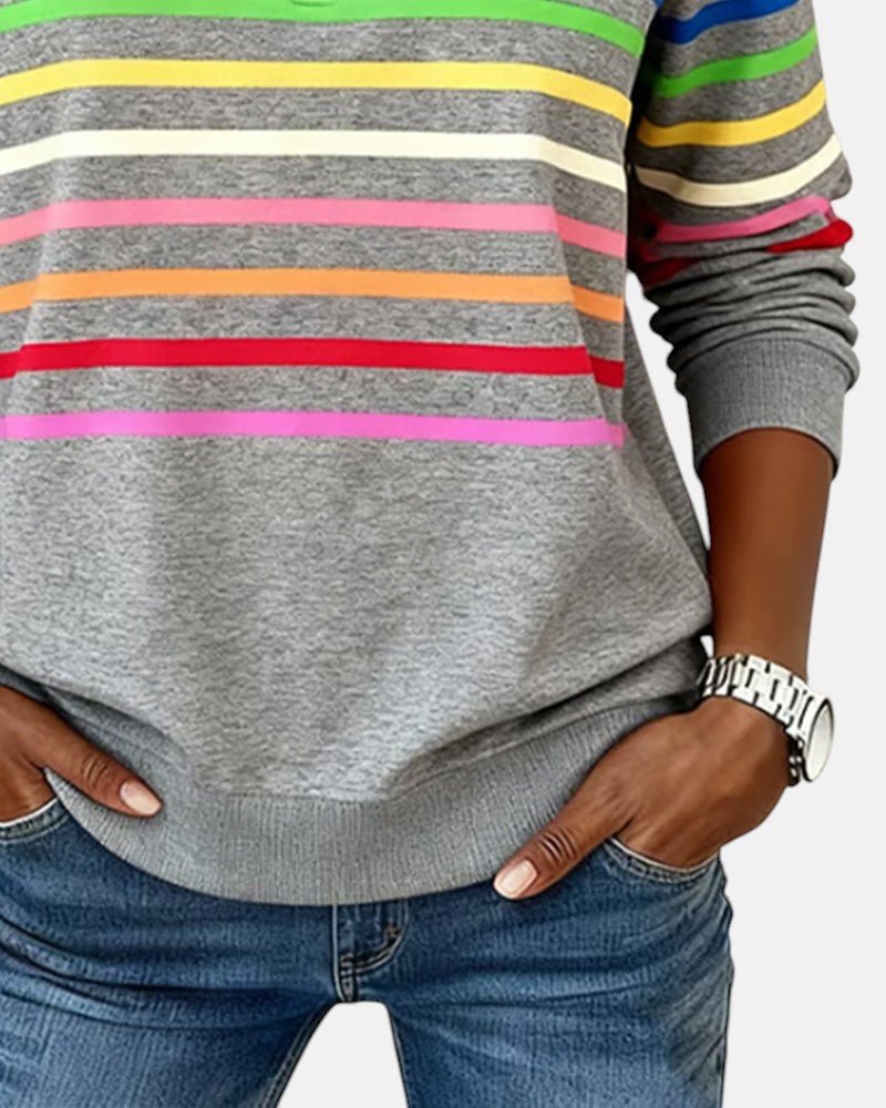Quarter Zip Rainbow Striped Sweatshirt 8