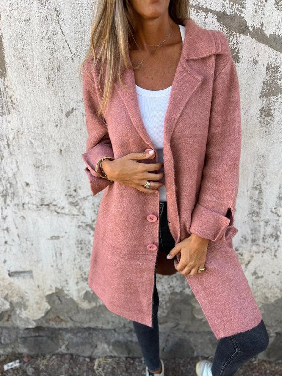 Lapel Collar Button Front Longline Knit Coat 2