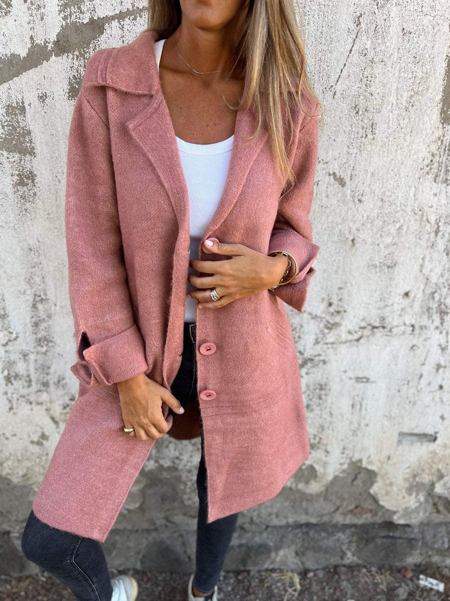 Lapel Collar Button Front Longline Knit Coat 3