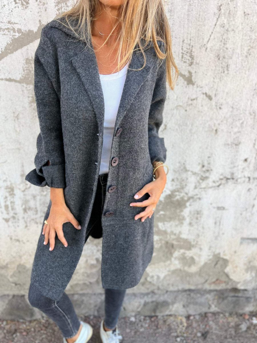 Lapel Collar Button Front Longline Knit Coat 4