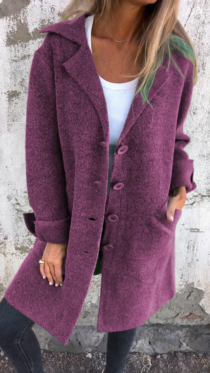 Lapel Collar Button Front Longline Knit Coat 6