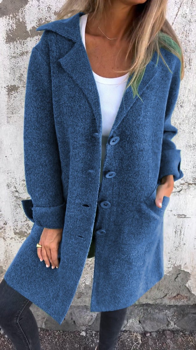 Lapel Collar Button Front Longline Knit Coat 8