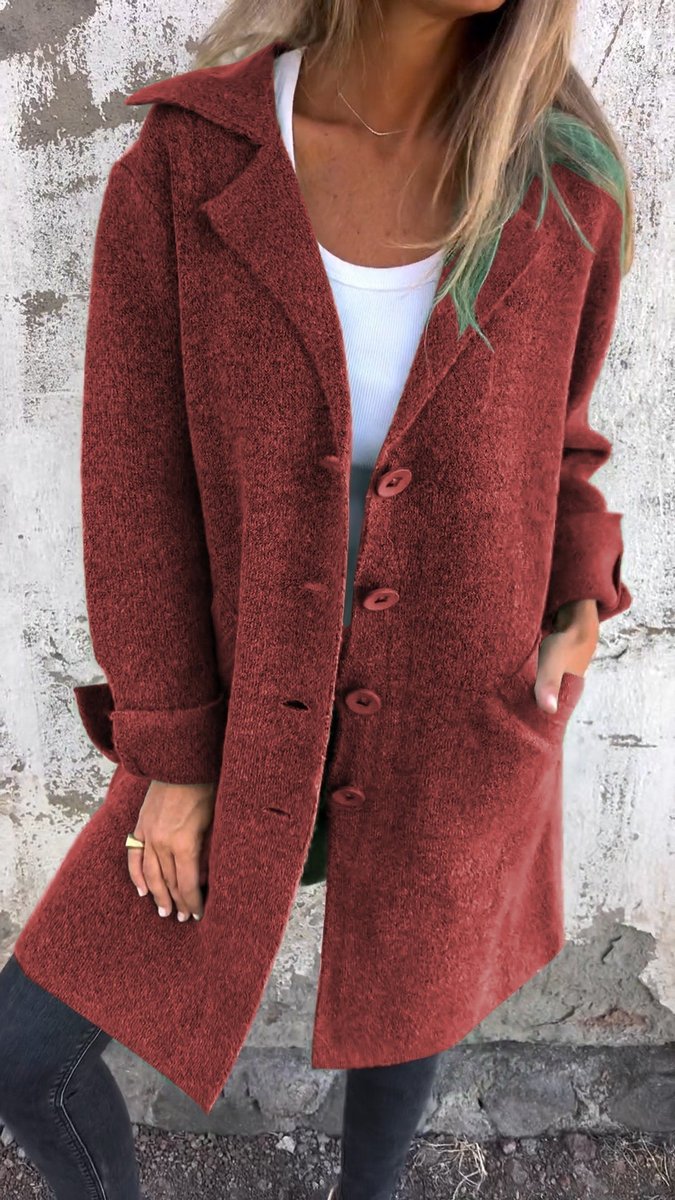 Lapel Collar Button Front Longline Knit Coat 9