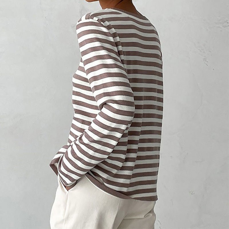 Striped Crew Neck Long Sleeve Sweater 13