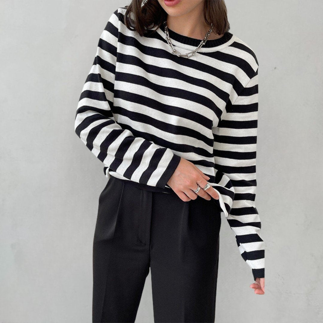 Striped Crew Neck Long Sleeve Sweater 5