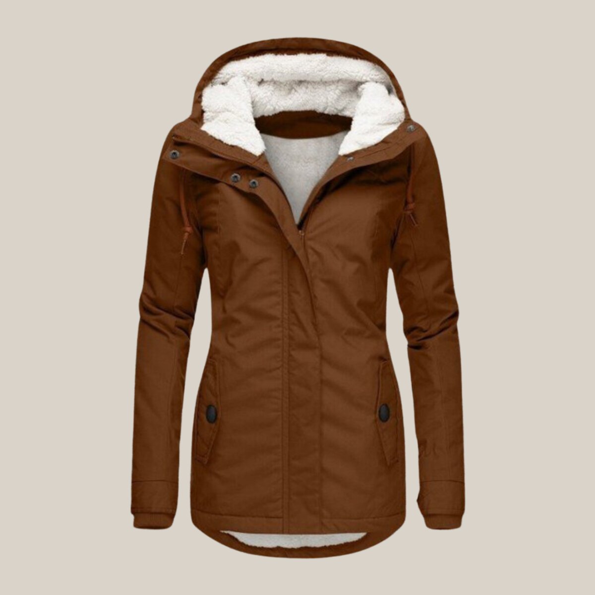 Sherpa Lined Hooded Zip Front Longline Winter Coat 10