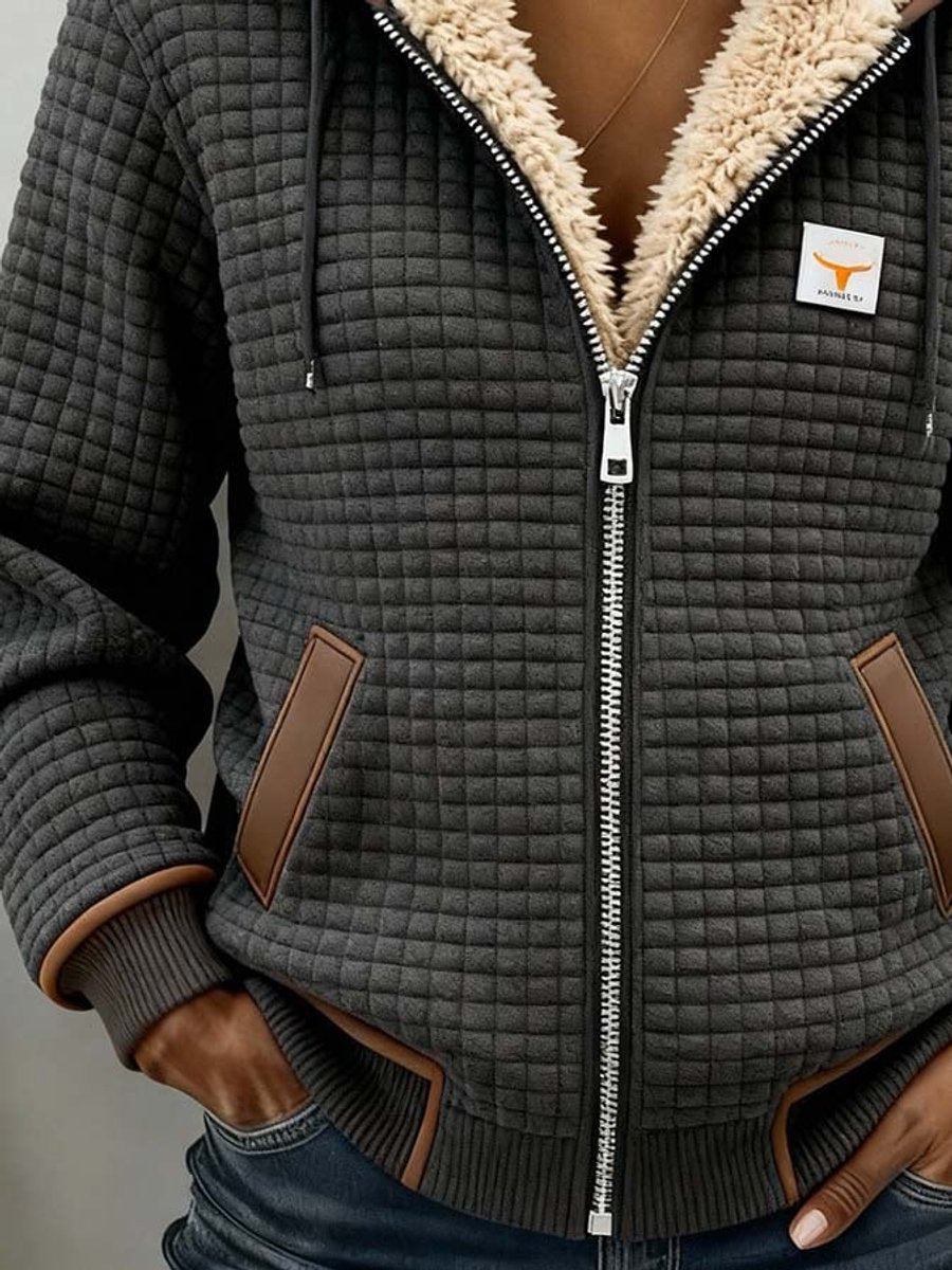 Sherpa Lined Quilted Full Zip Hooded Fleece Jacket 3