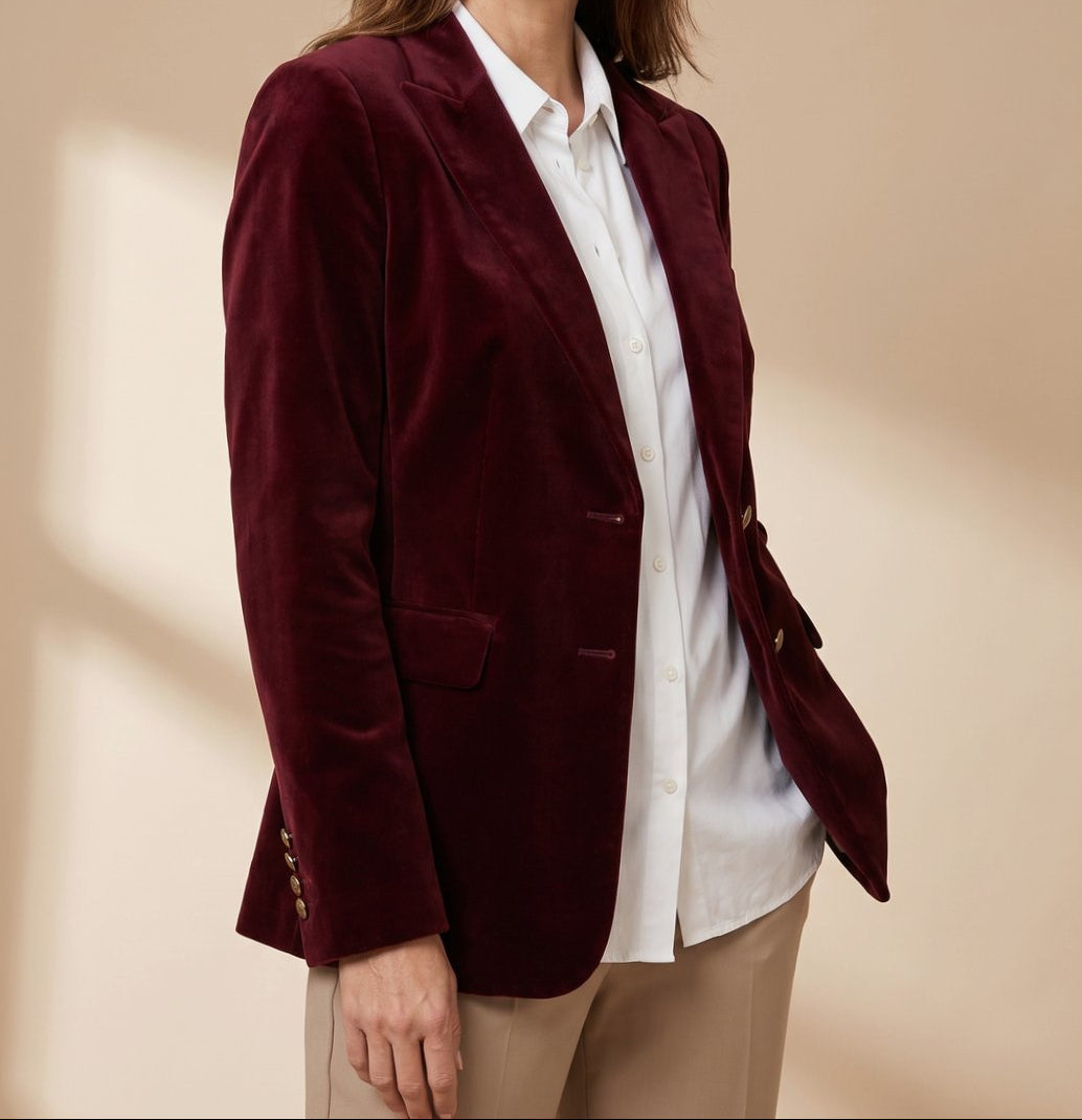Velvet Peak Lapel Single Button Blazer 7