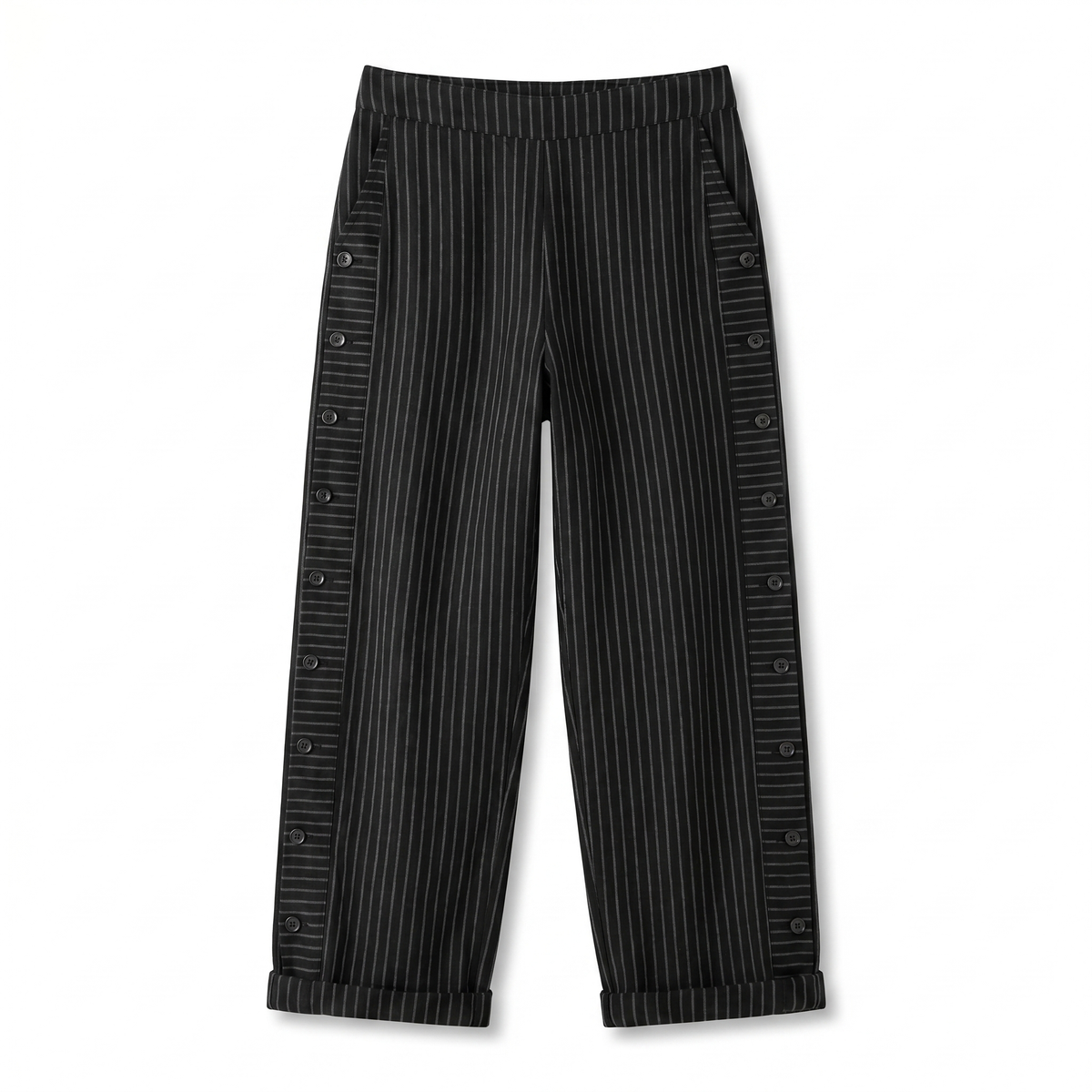 Striped Side Button Tapered Trousers 8