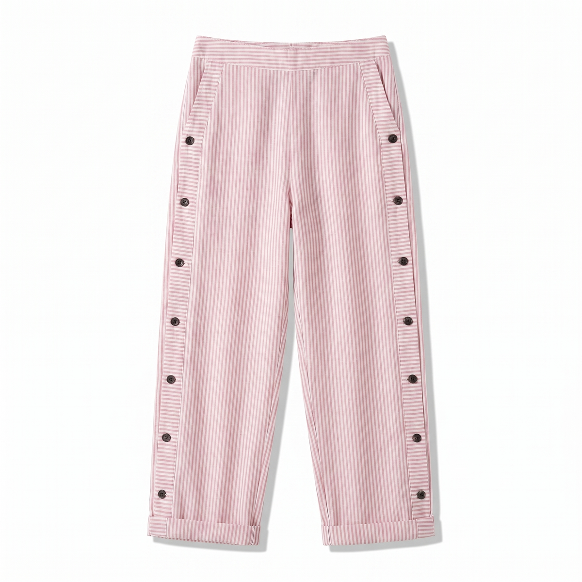 Striped Side Button Tapered Trousers 9