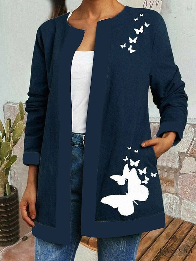 Floral Print Contrast Trim Open Front Boho Jacket 11