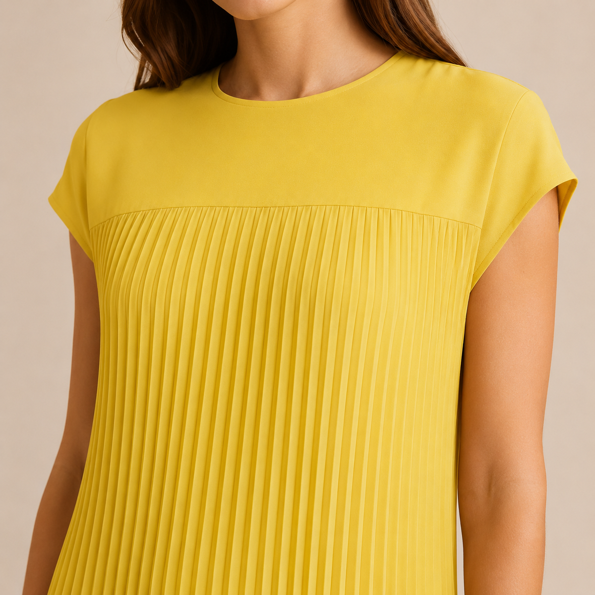 Crew Neck Cap Sleeve Pleated A-Line Maxi Dress 11