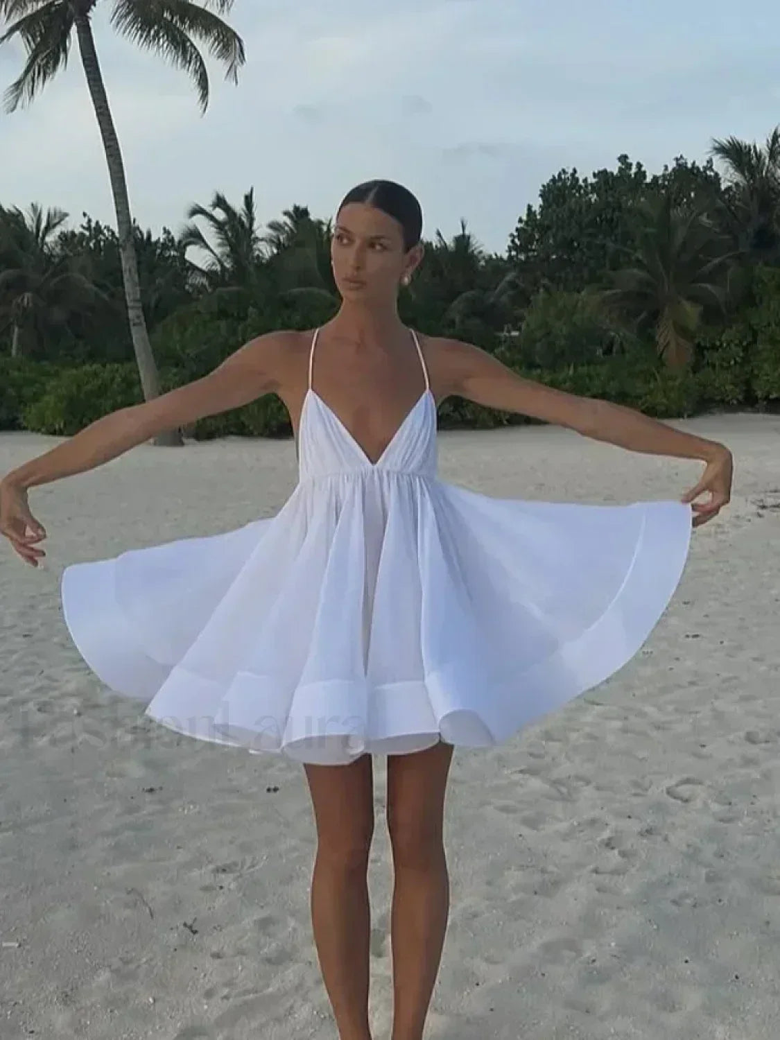 Spaghetti Strap Backless Tiered Ruffle Mini Dress 9