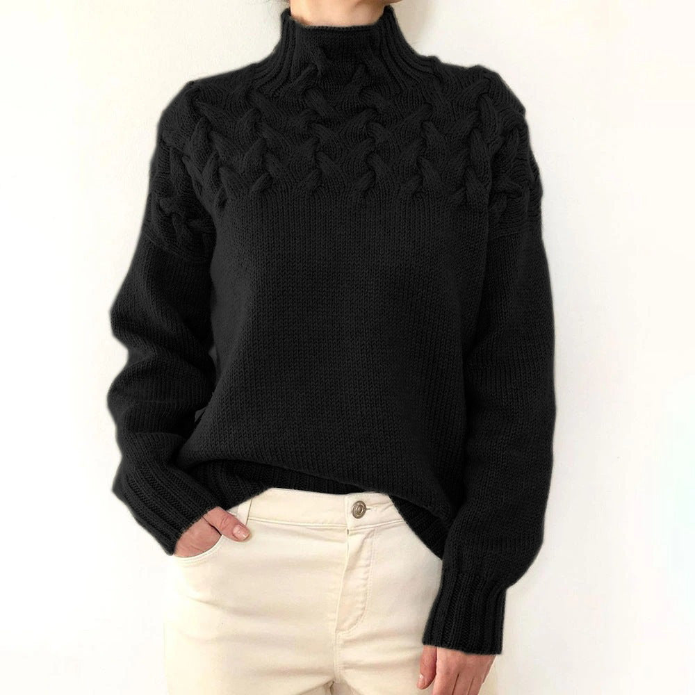 Turtleneck Cable Knit Long Sleeve Sweater 8