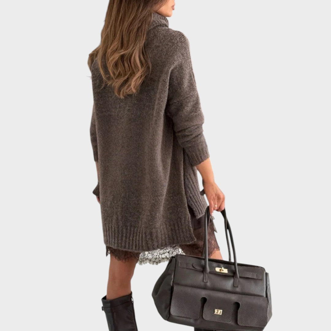 Turtleneck Long Sleeve Oversized Sweater Dress 6