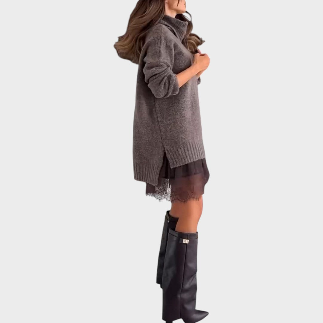 Turtleneck Long Sleeve Oversized Sweater Dress 5