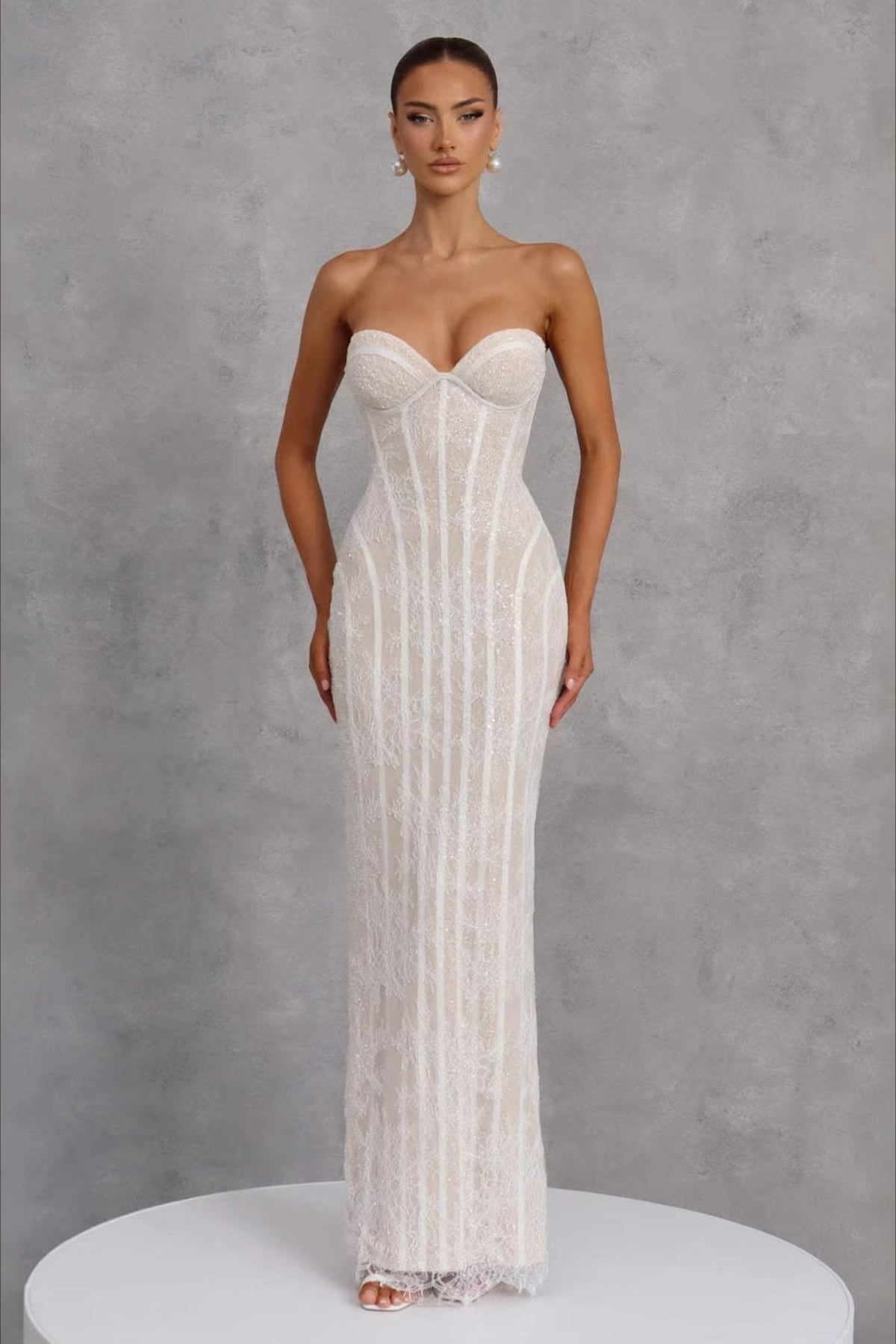 Strapless Sweetheart Beaded Corset Mermaid Gown 3