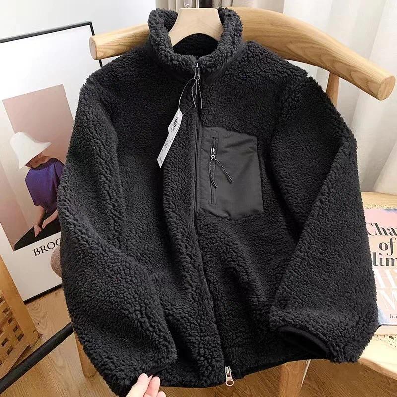 Stand Collar Zip Front Sherpa Fleece Jacket 3