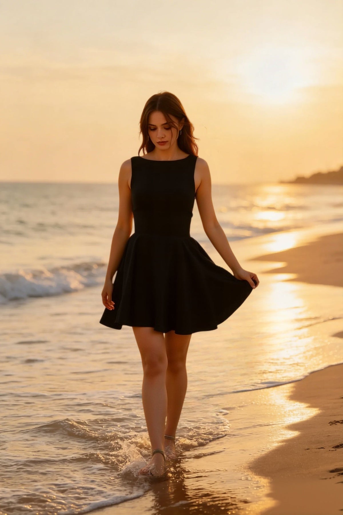 Boat Neck Sleeveless Fit and Flare Mini Party Dress - View 7