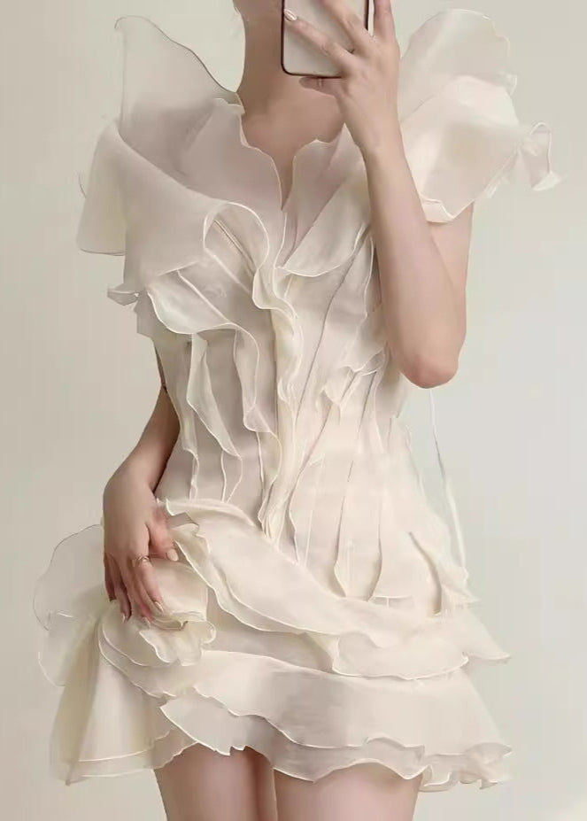 Aurelia Ruffled Organza Mini Dress - View 6