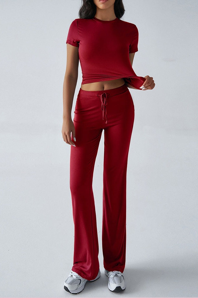 Essential Crewneck Top Wide Leg Pants Set