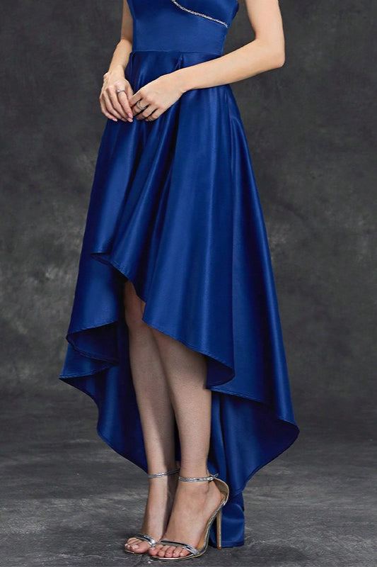 Satin Strapless Sweetheart High Low A-Line Prom Dress - View 3
