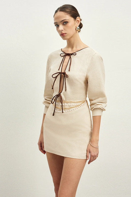Lace Up Cutout Back Mini Dress - View 3