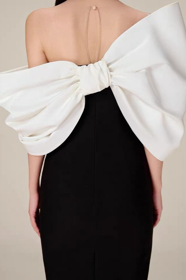 Oversized Bow High Waist Formal Dress - View 4