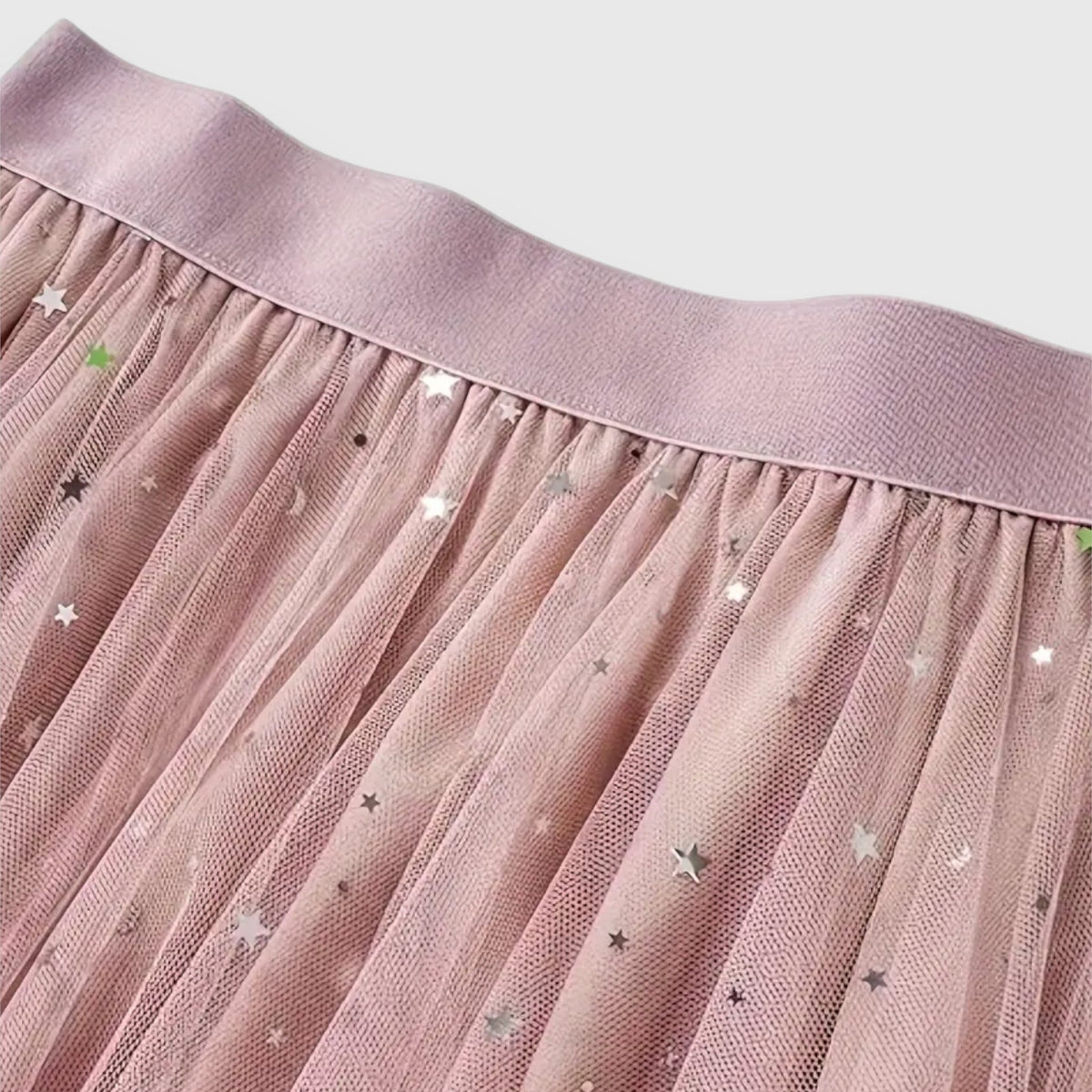 High Waist Star Sequin Handkerchief Hem Tulle Midi Skirt 2