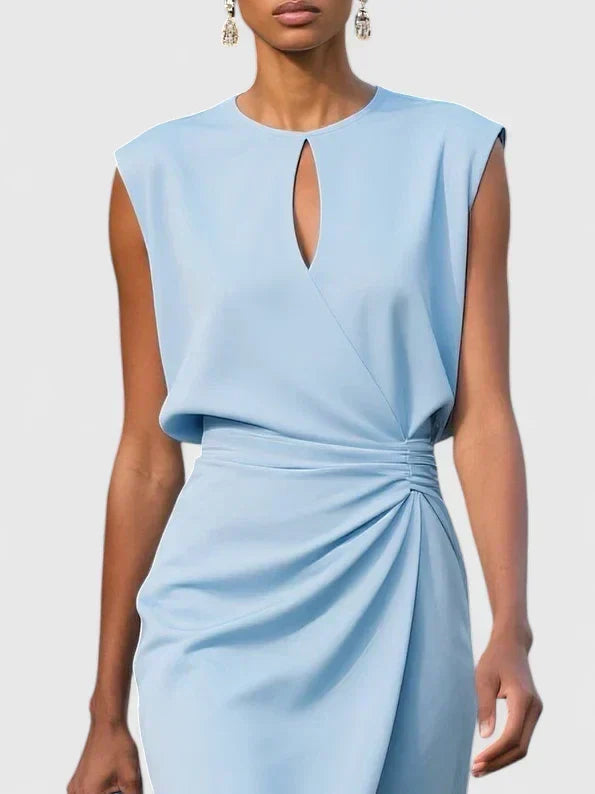 Keyhole Neck Sleeveless Ruched Bodycon Midi Dress 5