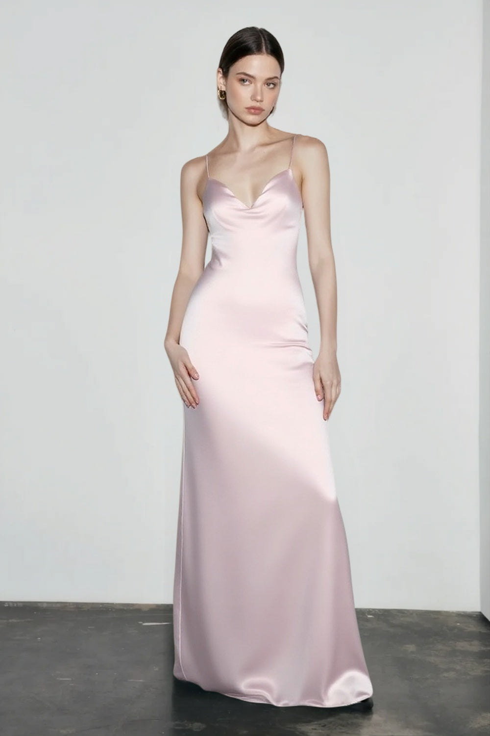 Satin Sweetheart Spaghetti Strap Ruched Bodycon Maxi Dress - View 6
