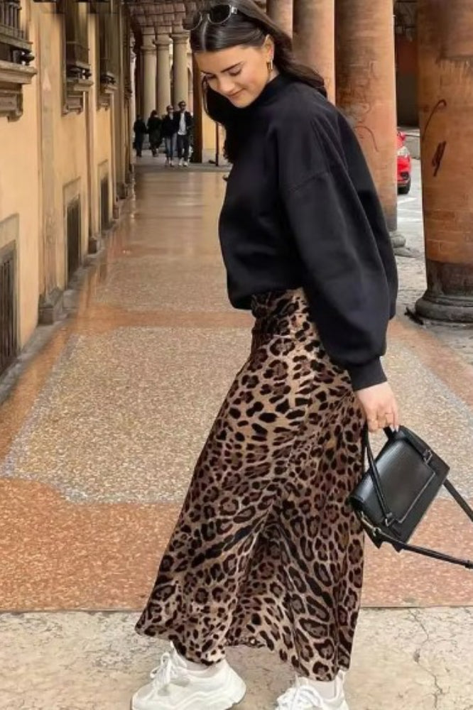 Draped Satin Midi Skirt