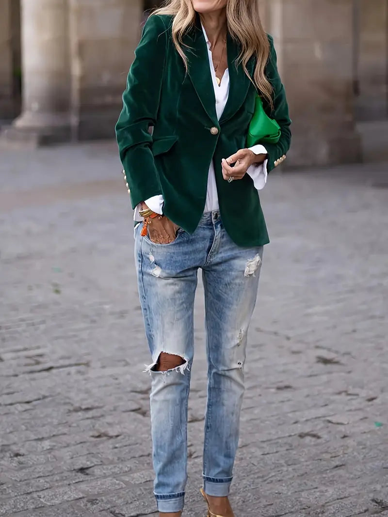 Velvet Single Breasted Blazer 14