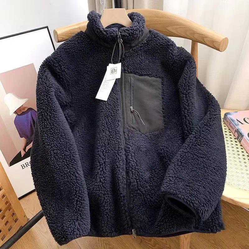 Stand Collar Zip Front Sherpa Fleece Jacket 5