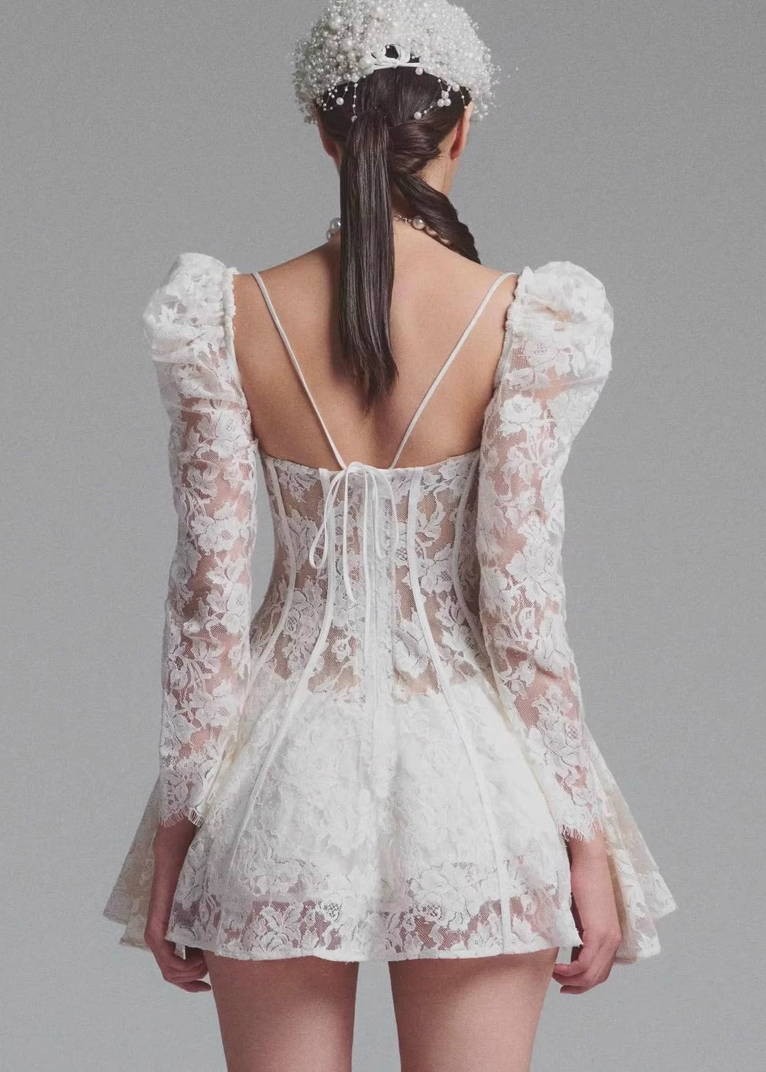 Lace V-Neck Sleeveless Corset Bodycon Mini Cocktail Dress - View 2