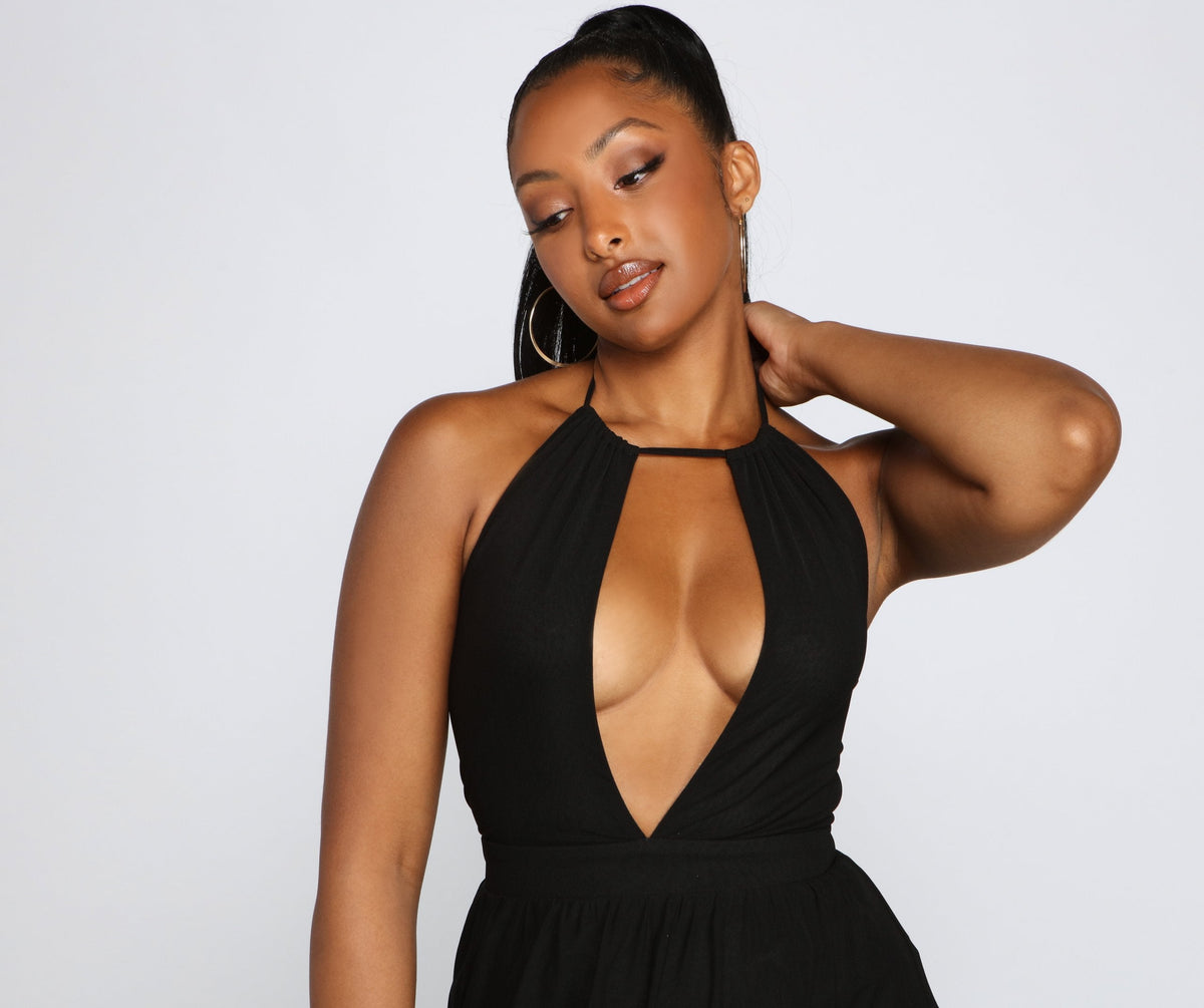 Sheer Appeal High Slit Halter Dress - View 3